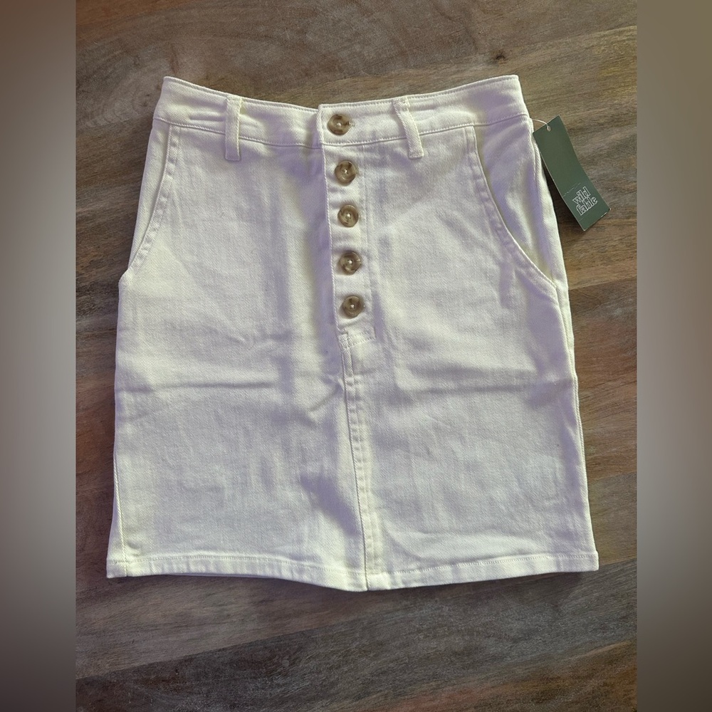 Wild Fable White Button-Front Denim Skirt